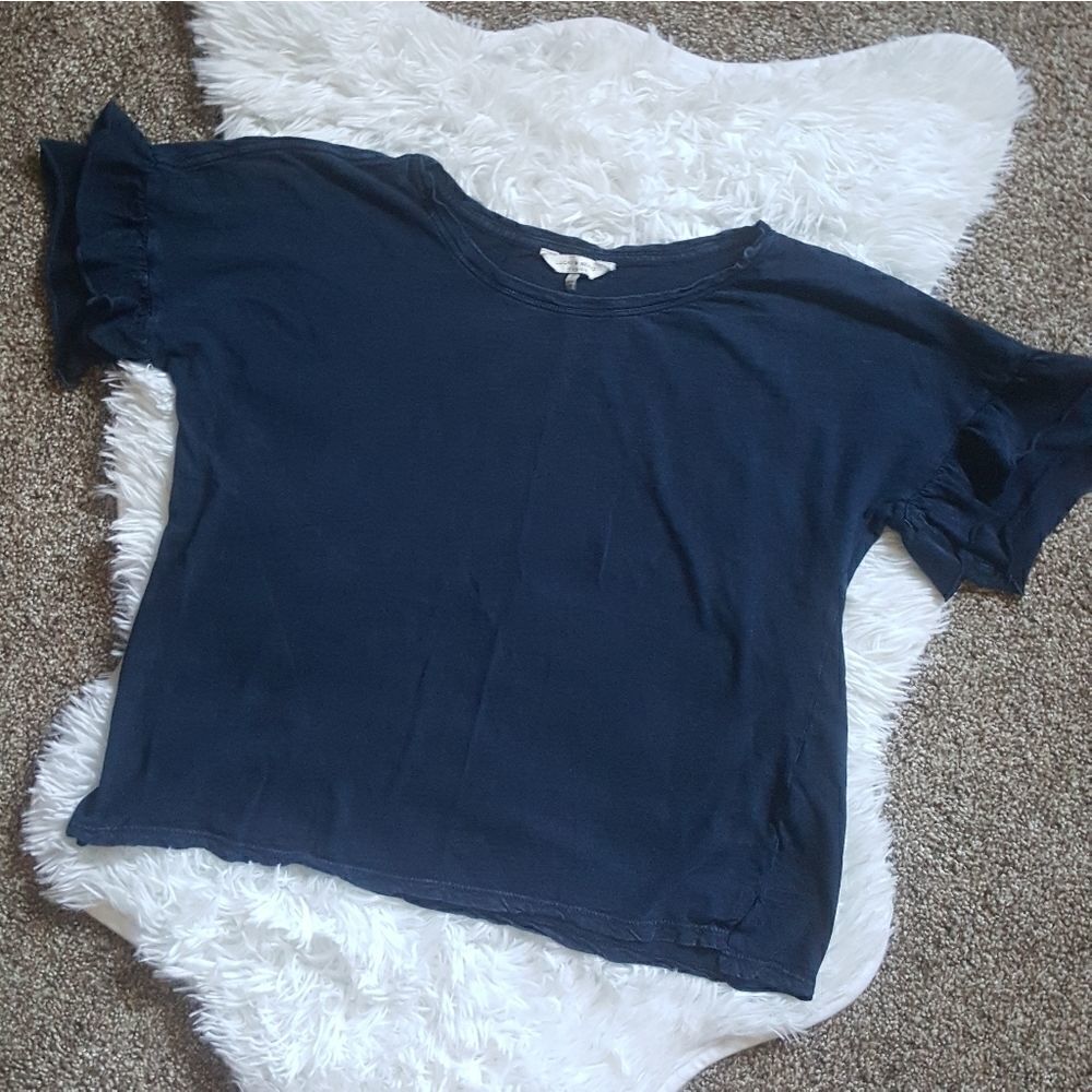‎Lucky Brand Ruffle Sleeve Top Size Small